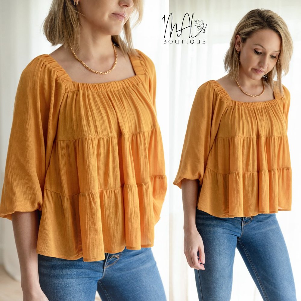 Moira Tiered Square Neck Blouse